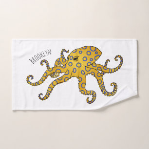 Blue-ringed octopus cartoon illustration  bath towel set