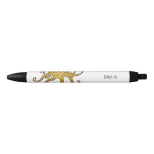 Blue-ringed octopus cartoon illustration black ink pen