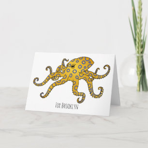 Blue-ringed octopus cartoon illustration card