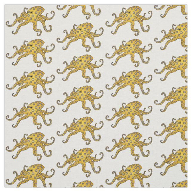 Blue-ringed octopus cartoon illustration fabric (Swatch)