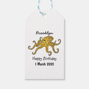 Blue-ringed octopus cartoon illustration gift tags