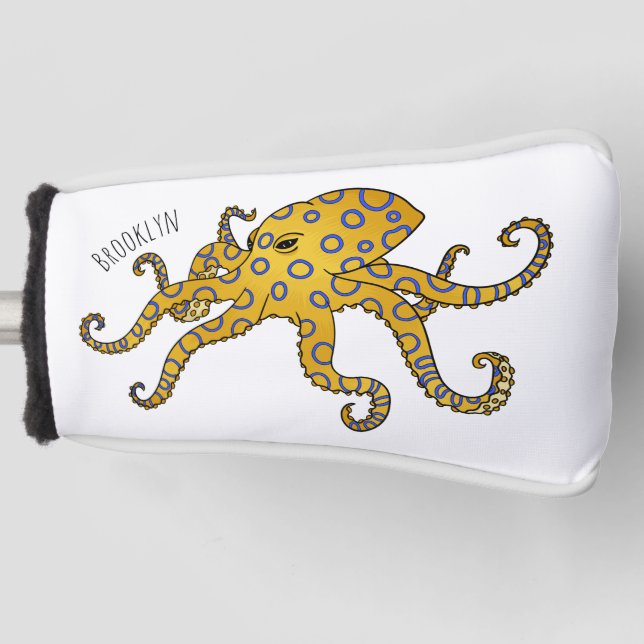 Blue-ringed octopus cartoon illustration  golf head cover (Front)