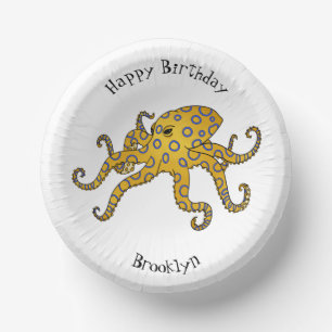 Blue-ringed octopus cartoon illustration paper plate