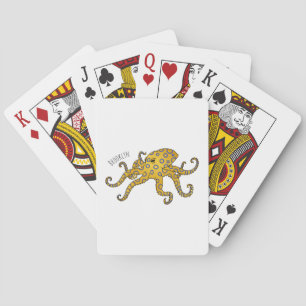 Blue-ringed octopus cartoon illustration playing cards