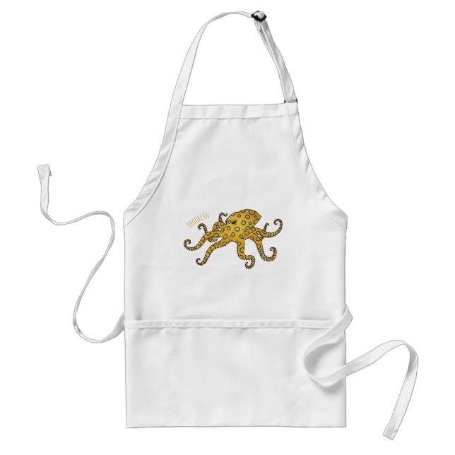 Blue-ringed octopus cartoon illustration   standard apron (Front)