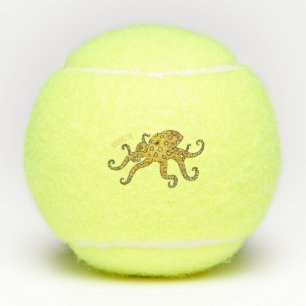 Blue-ringed octopus cartoon illustration tennis balls