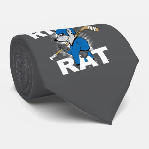 Blue Rink Rat Hockey Dark Grey Tie
