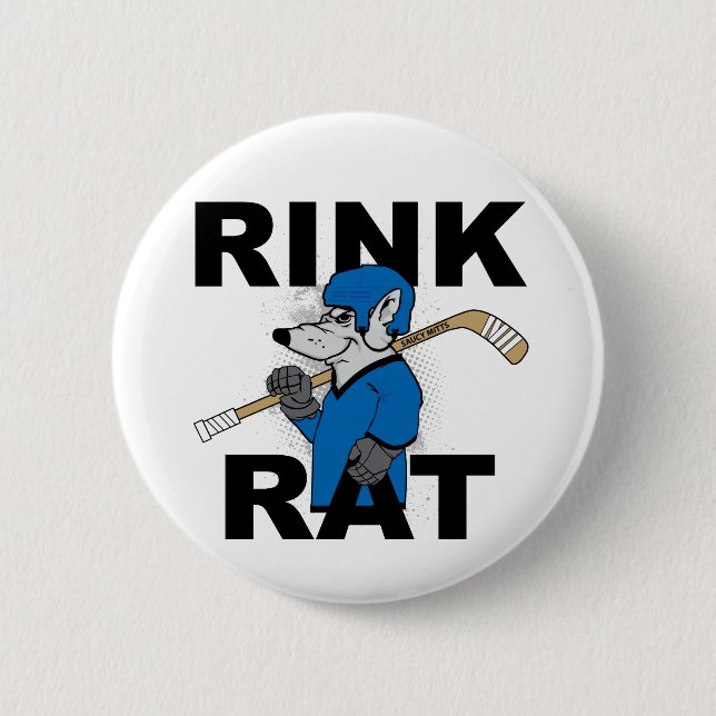 Blue Rink Rat Hockey Player Flare 6 Cm Round Badge (Front)