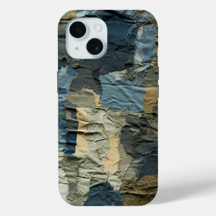 Blue Ripped Cargo Camo Pattern Summer Beach iPhone 15 Case