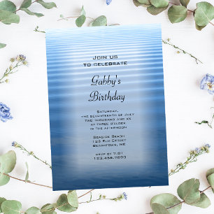 Blue Rippled Water Birthday Party Invitation