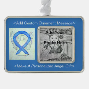 Blue River Awareness Ribbon Angel Ornament