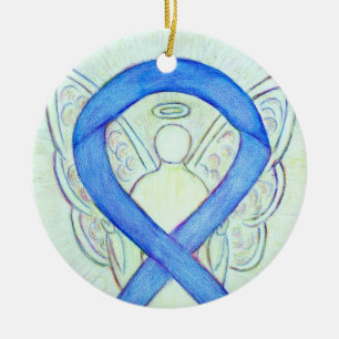 Blue River Awareness Ribbon Angel Ornaments
