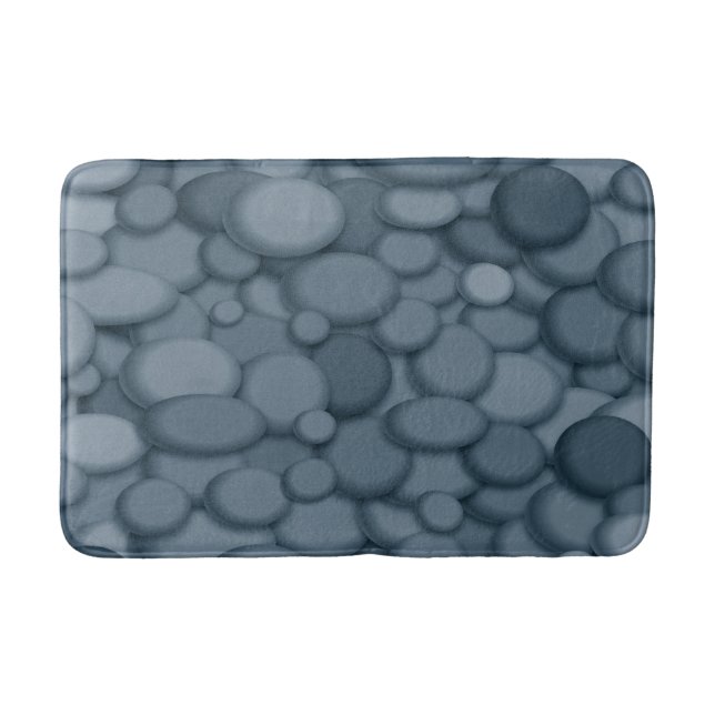 Blue River Rock Pebbles Art Bath Mat (Front)