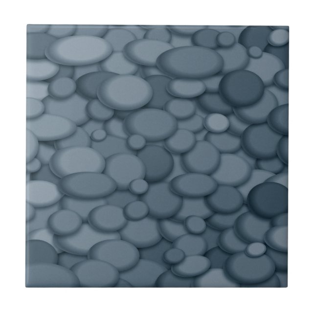 Blue River Rock Pebbles Art Ceramic Tile (Front)