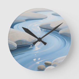 Blue River Stones Round Clock