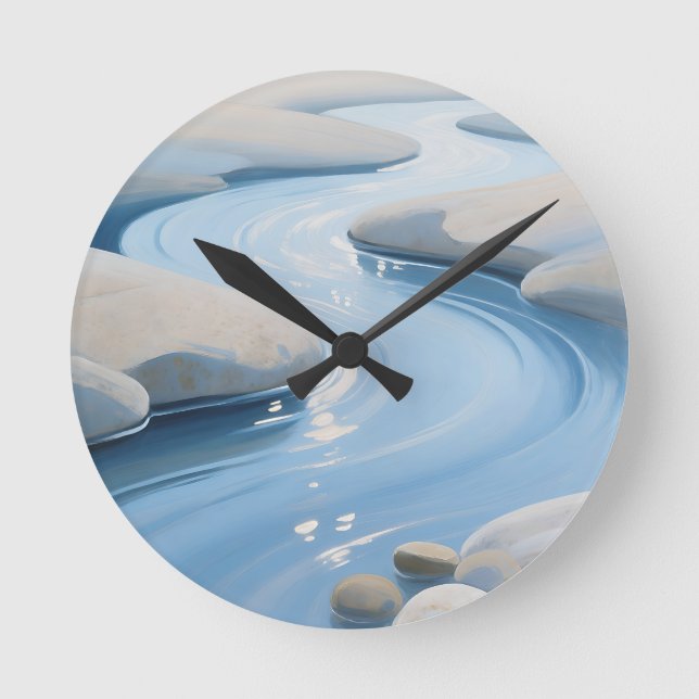 Blue River Stones Round Clock (Front)