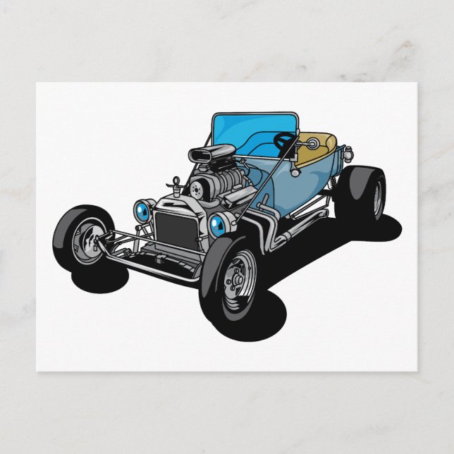 Blue Roadster Postcard (Front)