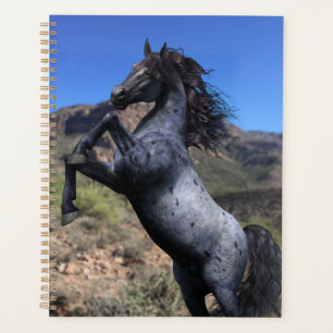 Blue Roan Horse Rearing in the Desert Planner