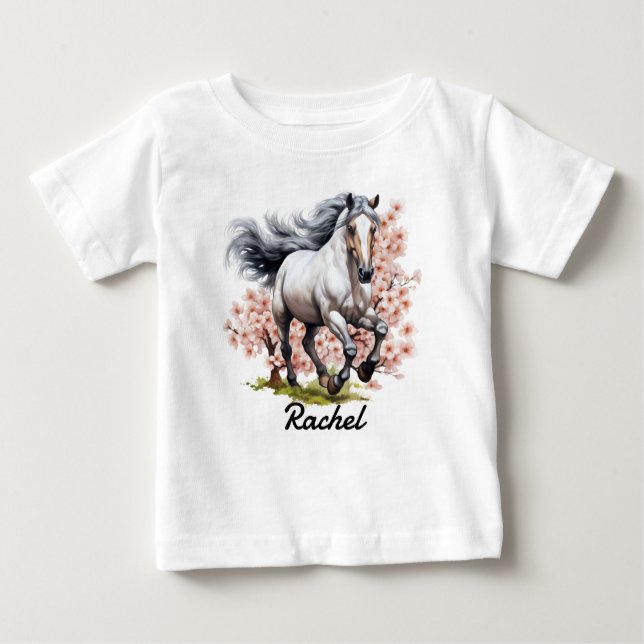 Blue Roan Running Wild Horse Baby T-Shirt (Front)