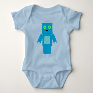 Blue Robot Baby Bodysuit