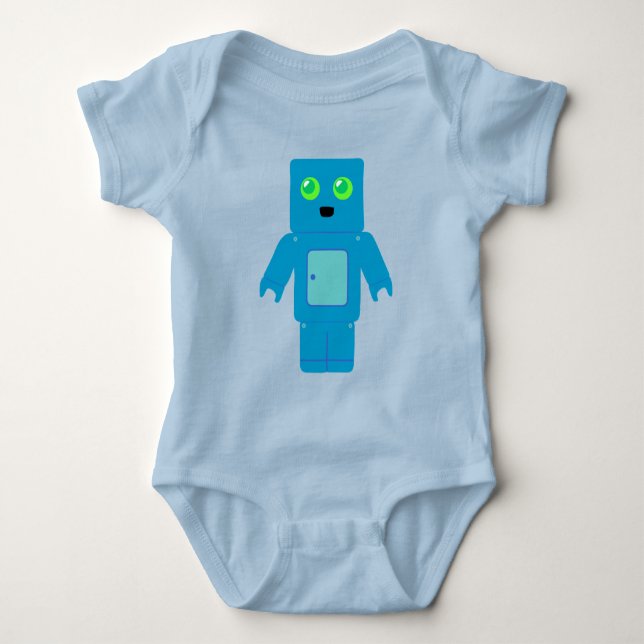 Blue Robot Baby Bodysuit (Front)