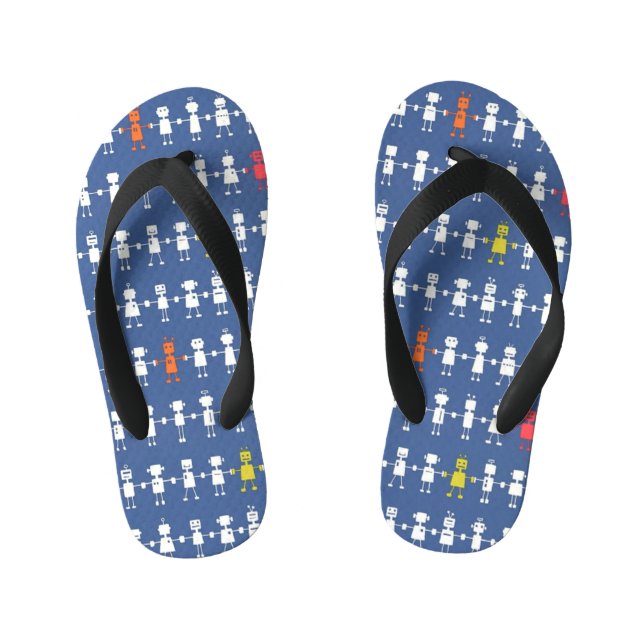 Blue Robot Children's Kid's Thongs (Footbed)