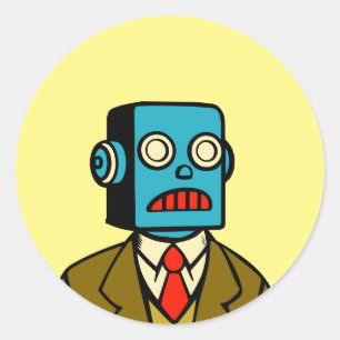 Blue Robot Classic Round Sticker