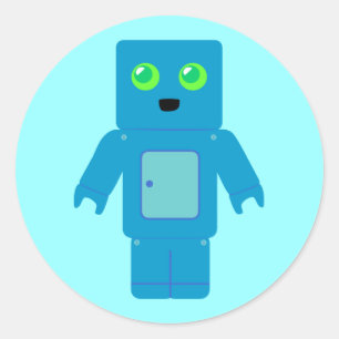 Blue Robot Classic Round Sticker