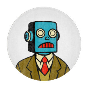 Blue Robot Cutting Board