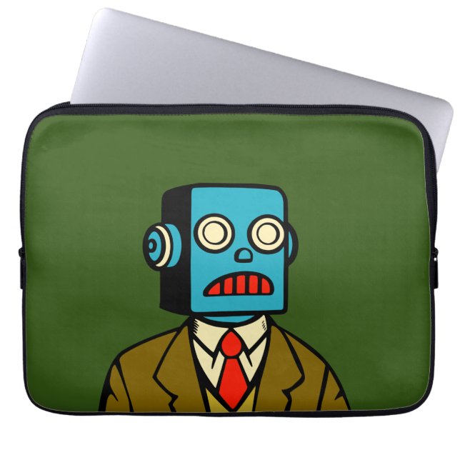 Blue Robot Laptop Sleeve (Front)