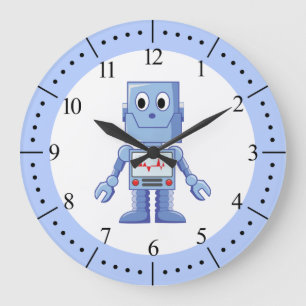 Blue robot large clock