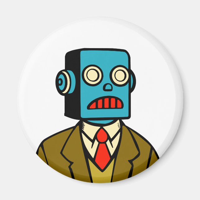 Blue Robot Magnet (Front)
