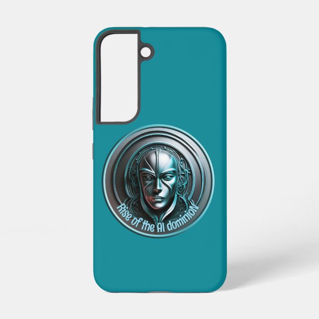 Blue Robot Mask - Rise of the AI dominioN Samsung Galaxy S22 Case (Back)