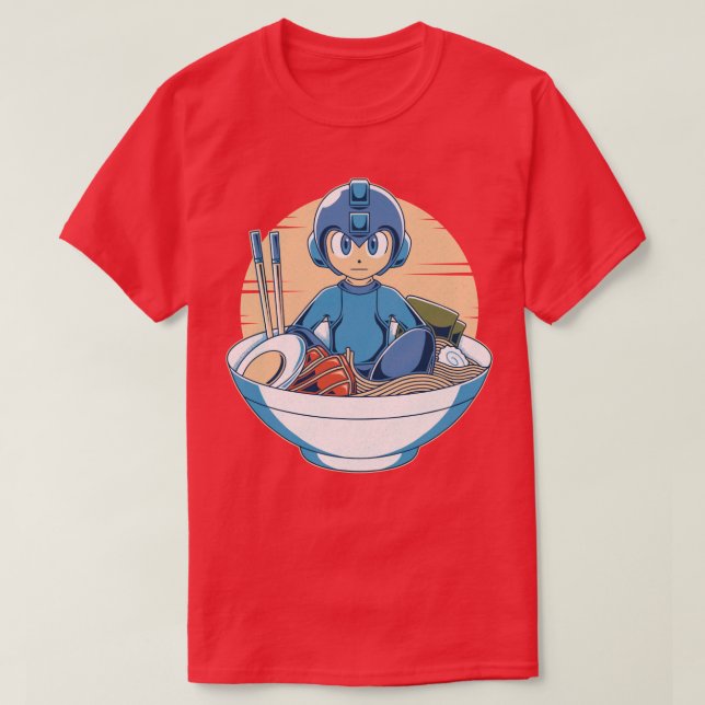 Blue Robot Ramen T-Shirt (Design Front)