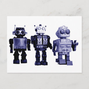blue robots postcard