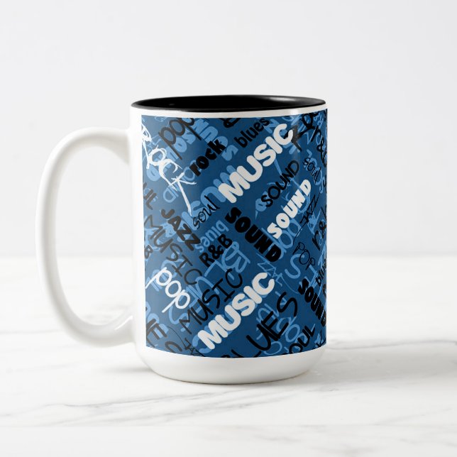 Blue Rock Pop R & B Music Text Mug (Left)