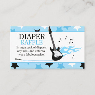 Blue Rock Star Baby Shower Diaper Raffle Enclosure Card