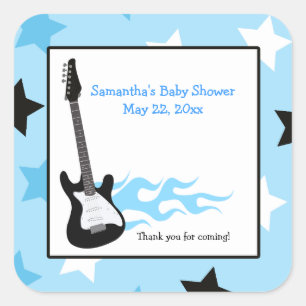 Blue Rock Star Guitar SQUARE Favour Sticker
