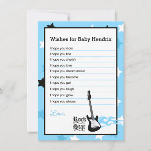 Blue Rock Star Wishes For Baby Advice Cards