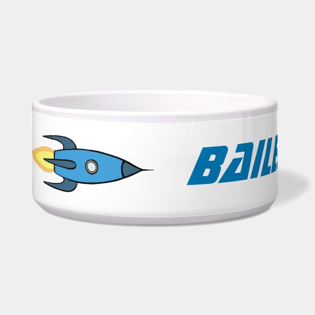 Blue Rocket Ship Outer Space Personalised Pet Name (Front)