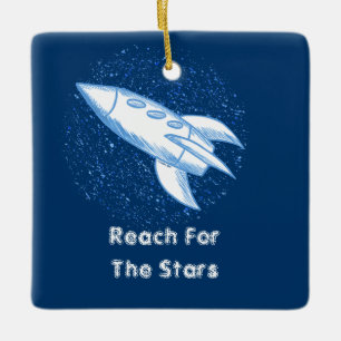 Blue Rocket square ornament