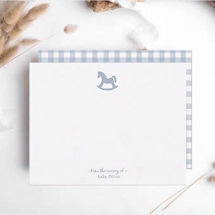 Blue Rocking Horse Baby Boy Nursery  Thank You Card