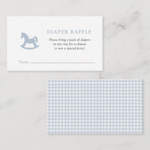 Blue Rocking horse Baby Boy shower Diaper Raffle Enclosure Card