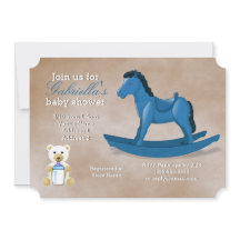 Blue Rocking Horse Baby Shower