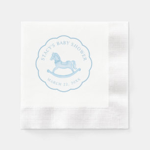 Blue Rocking Horse Boy Baby Shower Napkins