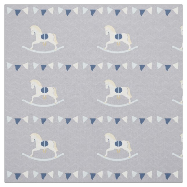 Blue Rocking Horse Fabric (Swatch)