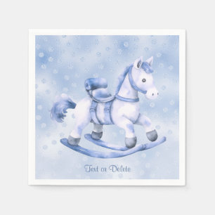 Blue Rocking Horse Paper Napkin