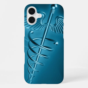 Blue Rod of Asclepius iPhone 16 Plus Case