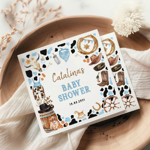Blue Rodeo Western Cowboy Baby Shower Napkin