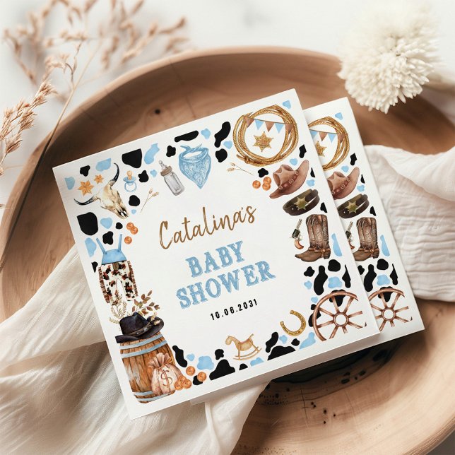 Blue Rodeo Western Cowboy Baby Shower Napkin (Creator Uploaded)